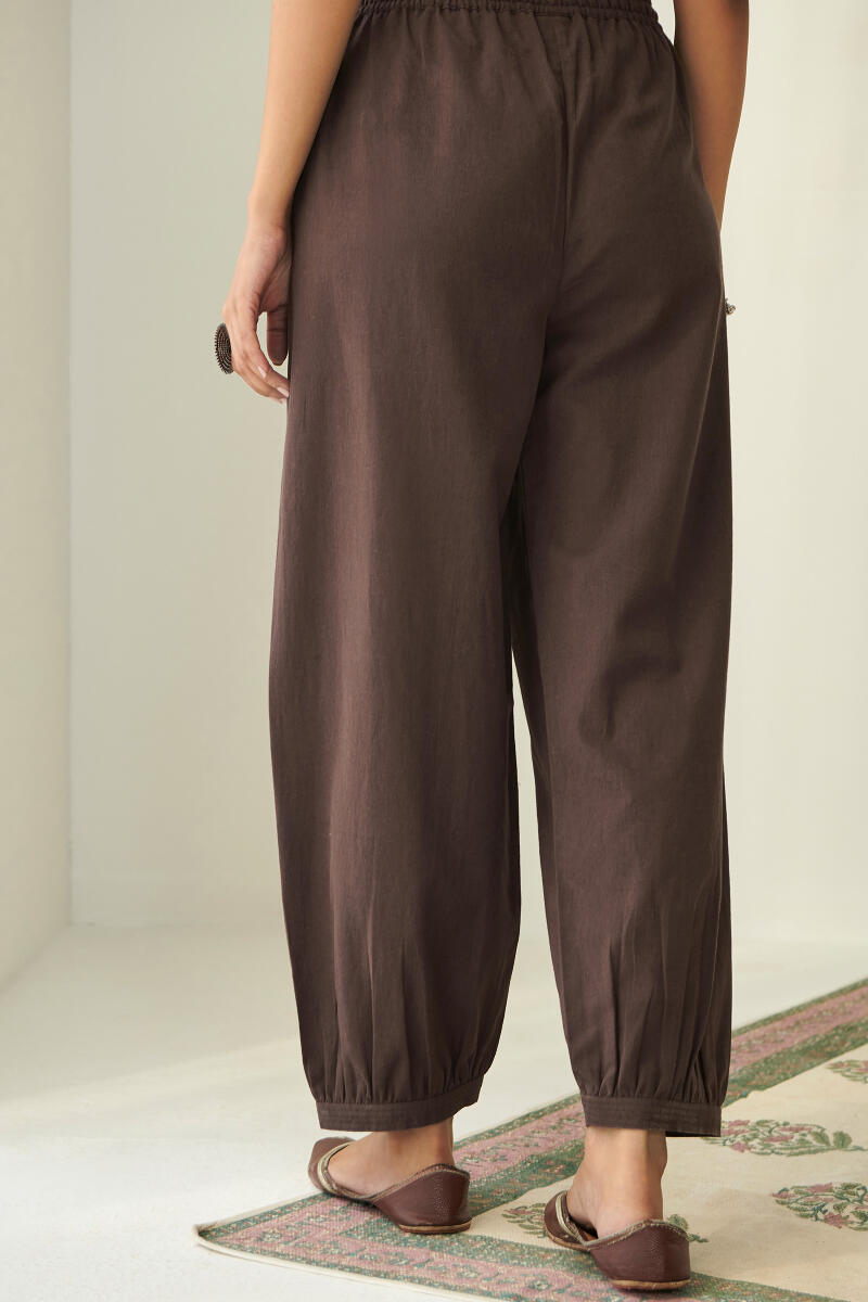 Brown Handcrafted Cotton Flax Izhaar Pants