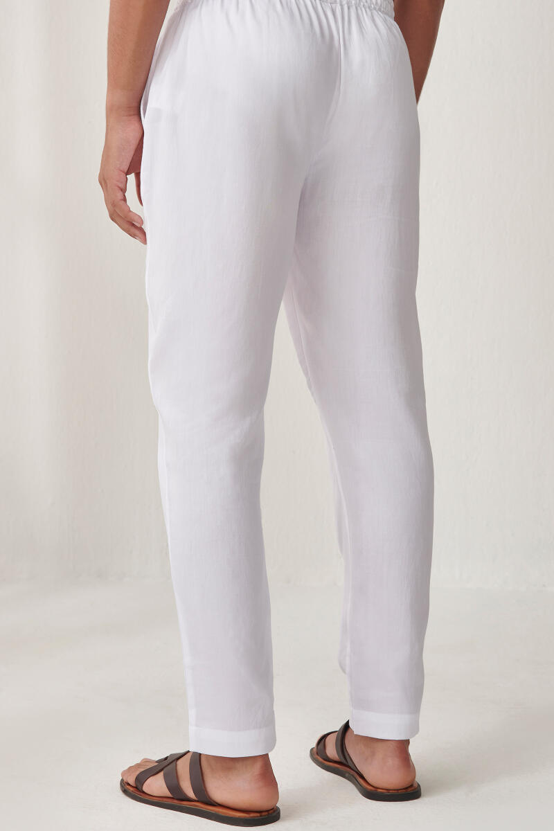 White Handcrafted Vegan Silk Pants