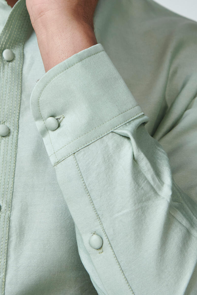 Green Handcrafted Chanderi Kurta