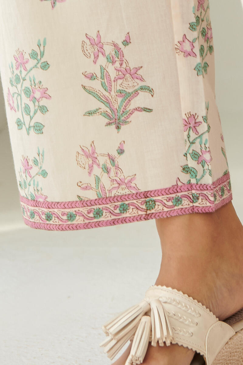 Off-White Hand Block Printed Cotton Farsi