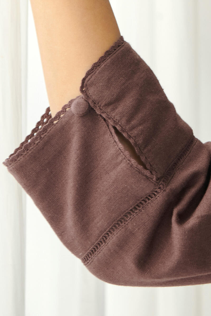 Brown Handcrafted A-Line Cotton Kurta