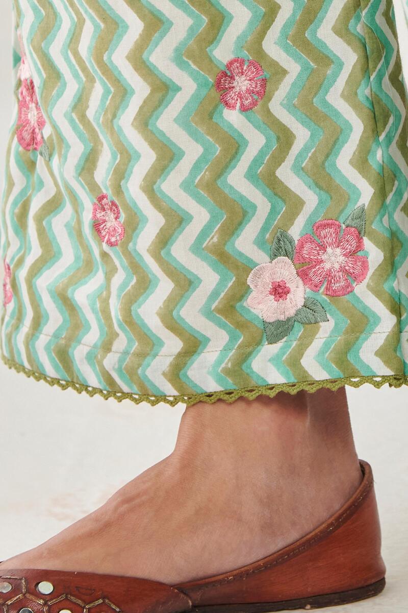 Green Hand Block Printed Cotton Farsi