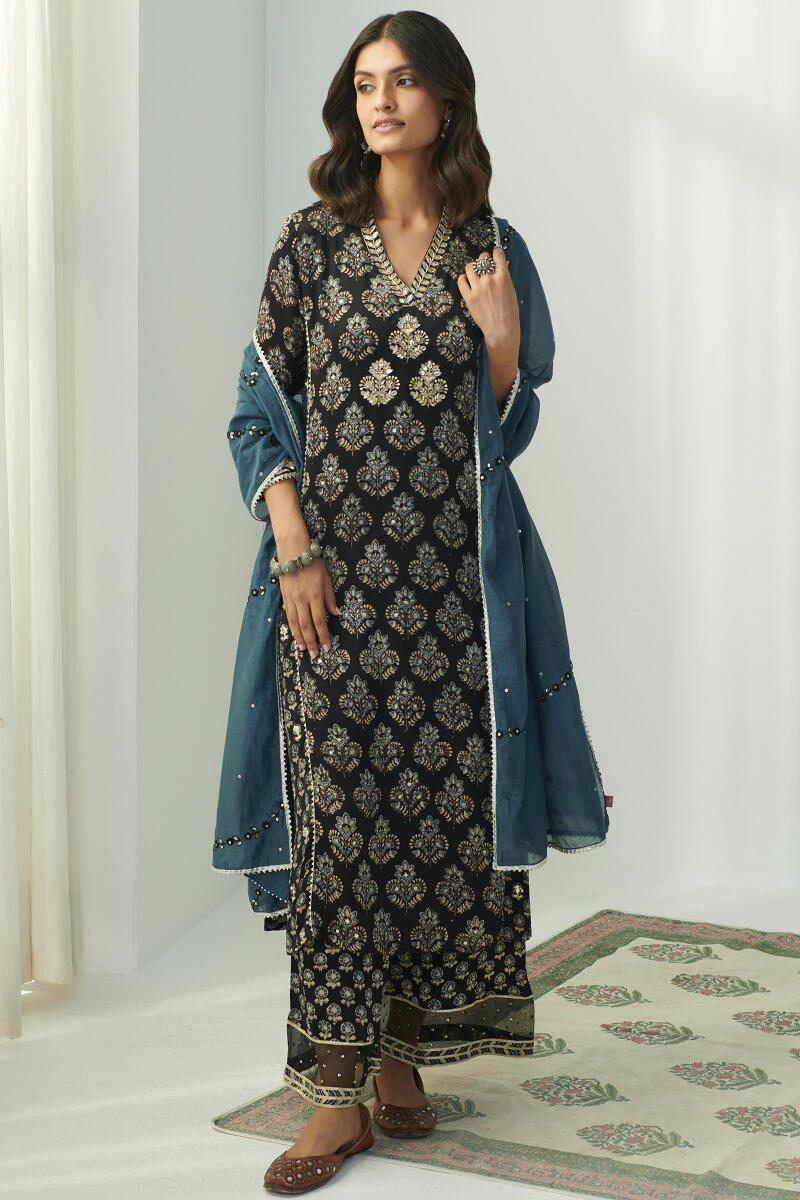 Ajrak Hand Block Printed Straight Modal Kurta