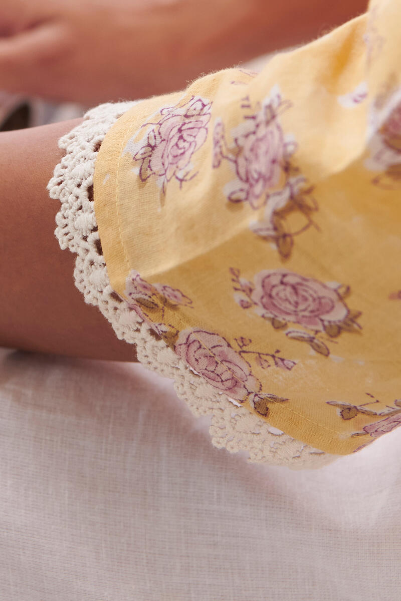 Yellow Hand Block Printed Cotton Top