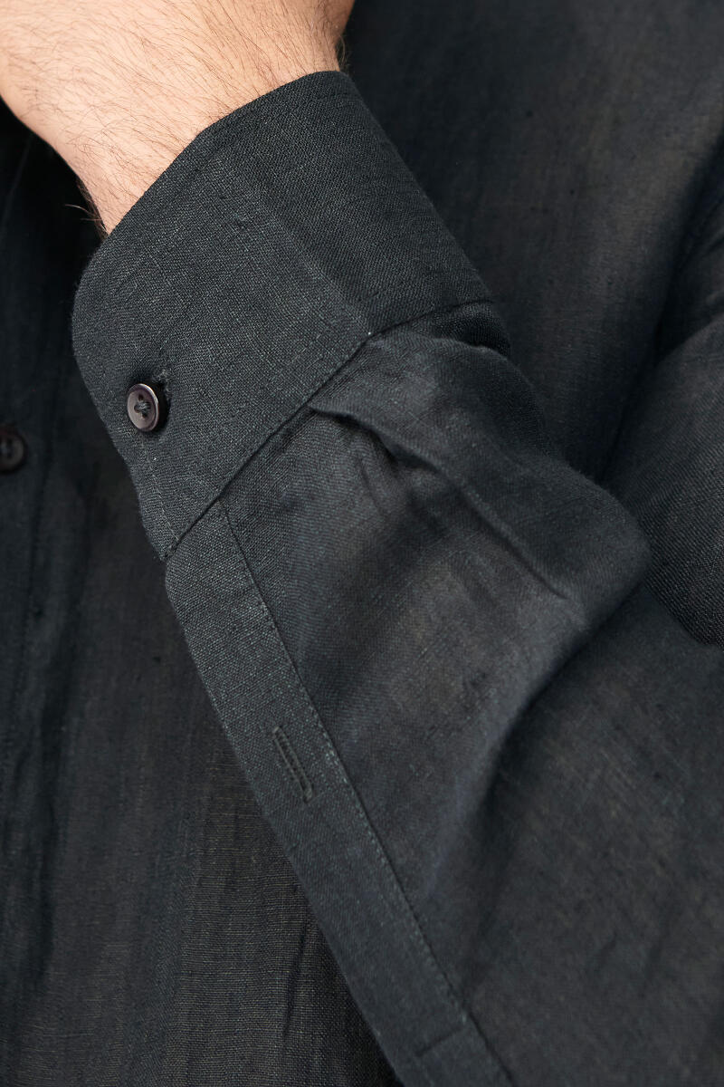 Black Handcrafted Linen Shirt