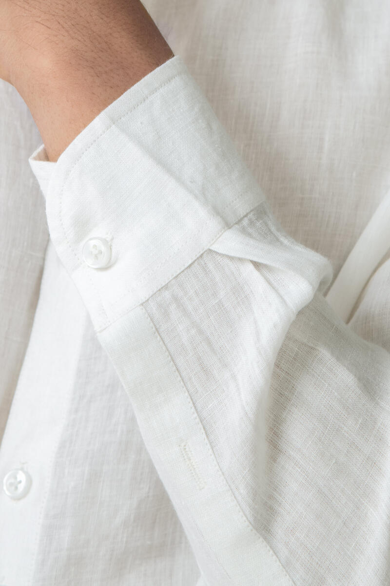 White Handcrafted Linen Shirt