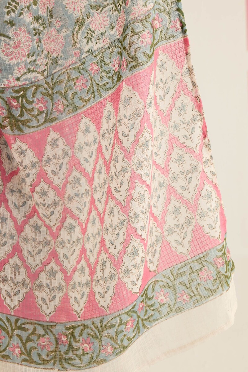 Grey Hand Block Printed Kota Dupatta
