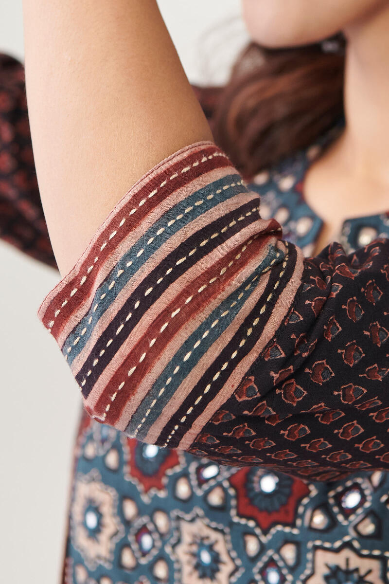 Ajrak Hand Block Printed A-Line Cotton Kurta