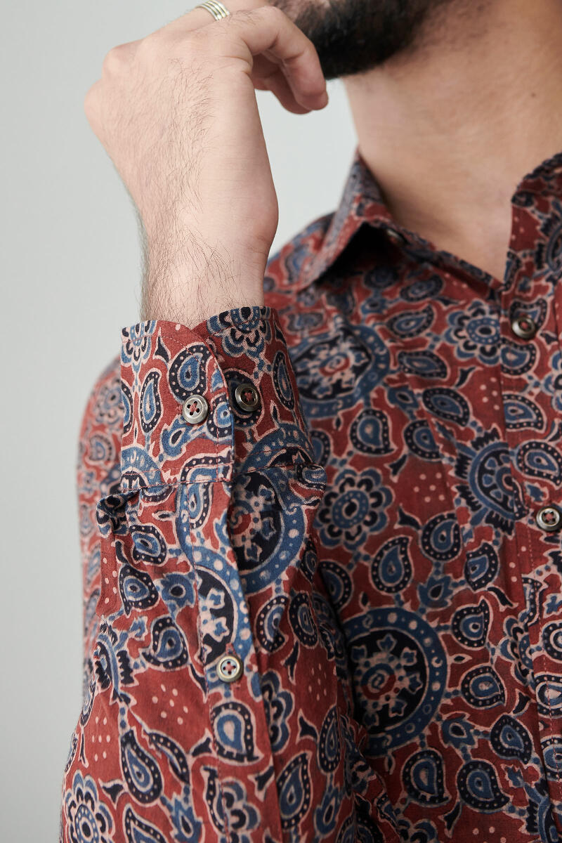 Ajrak Hand Block Printed Cotton Shirt