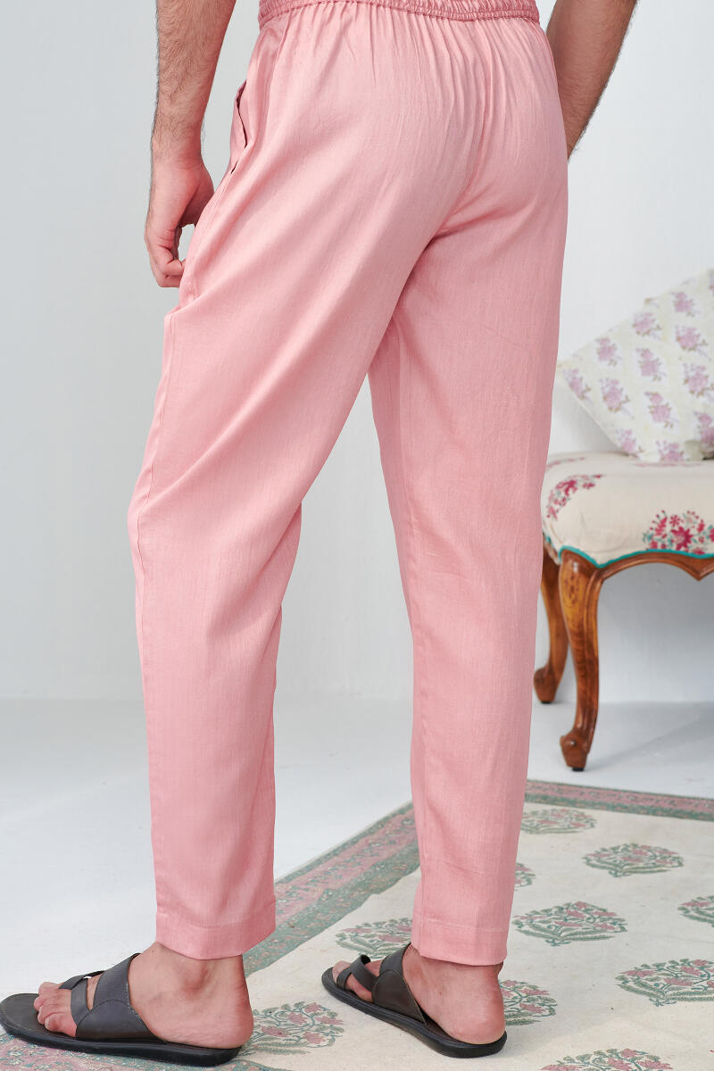 Pink Handcrafted Vegan Silk Pants