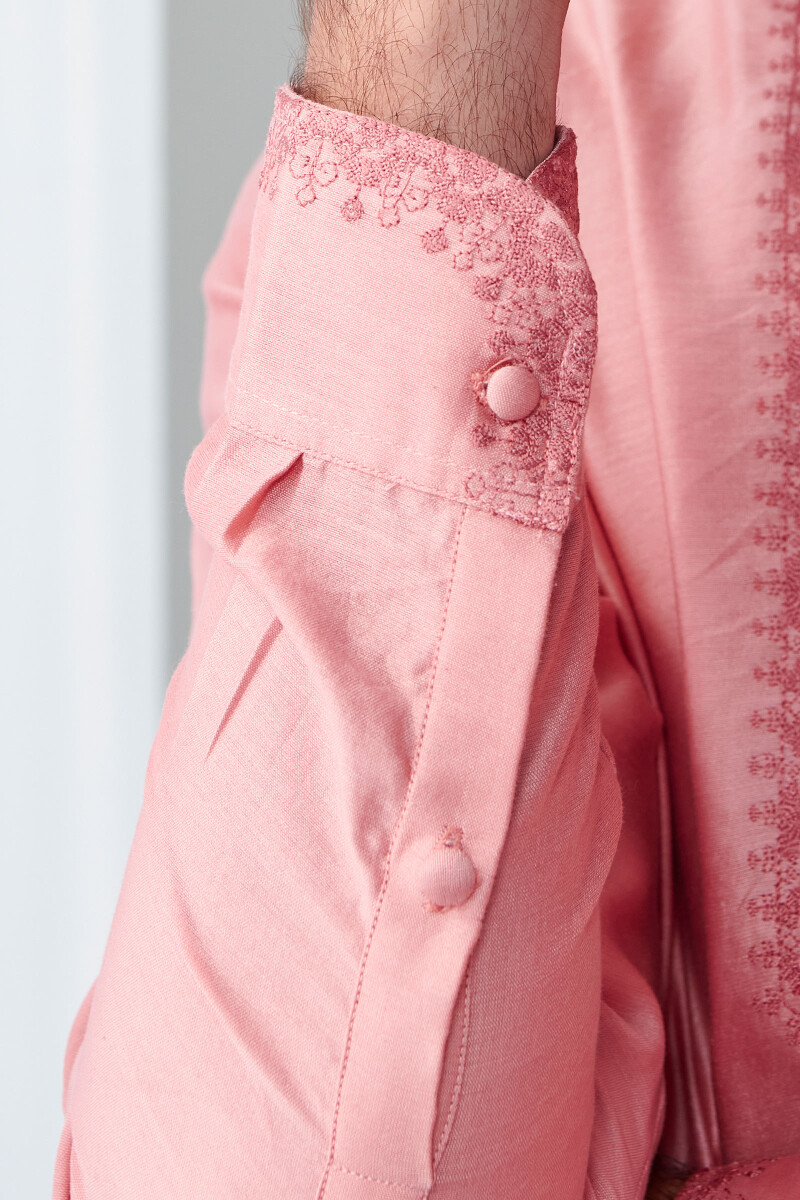 Pink Handcrafted Chanderi Kurta
