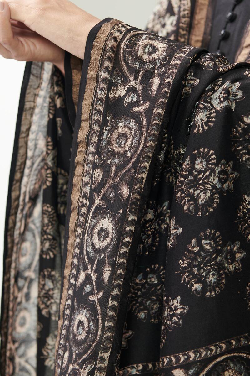 Ajrak Hand Block Printed Chanderi Dupatta
