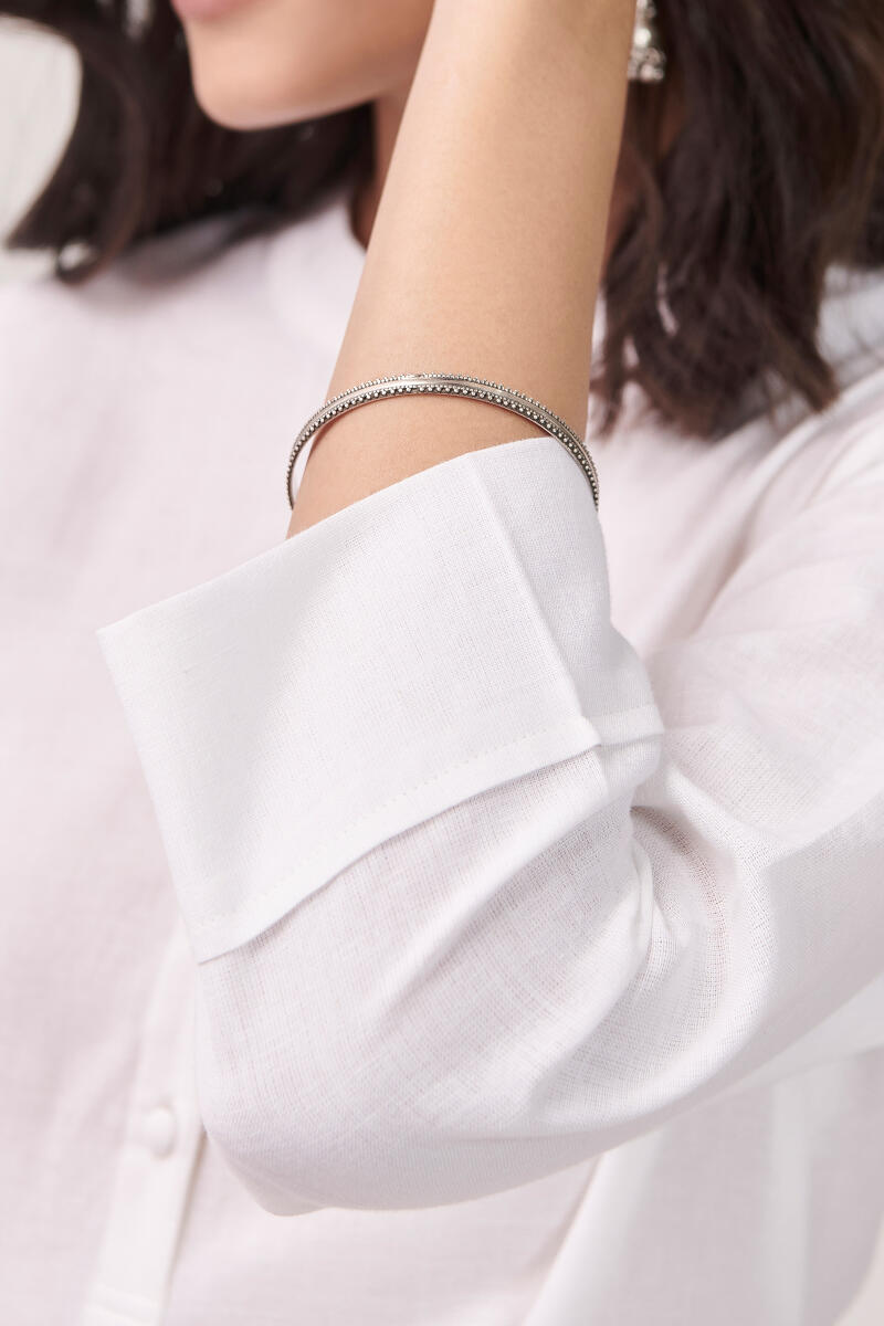 White Handcrafted Cotton Loungewear Set