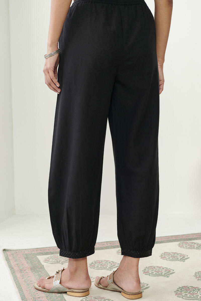 Black Handcrafted Cotton Izhaar Pants