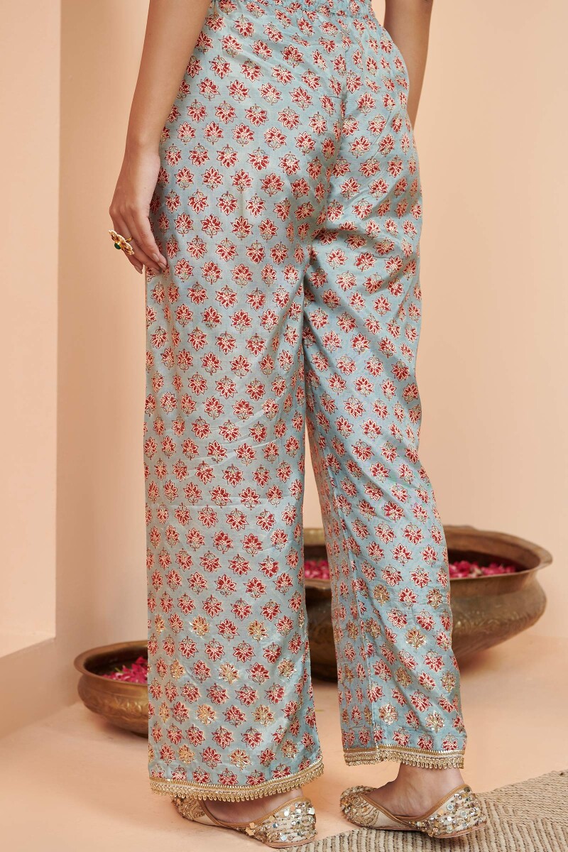 Blue Hand Block Printed Modal Farsi