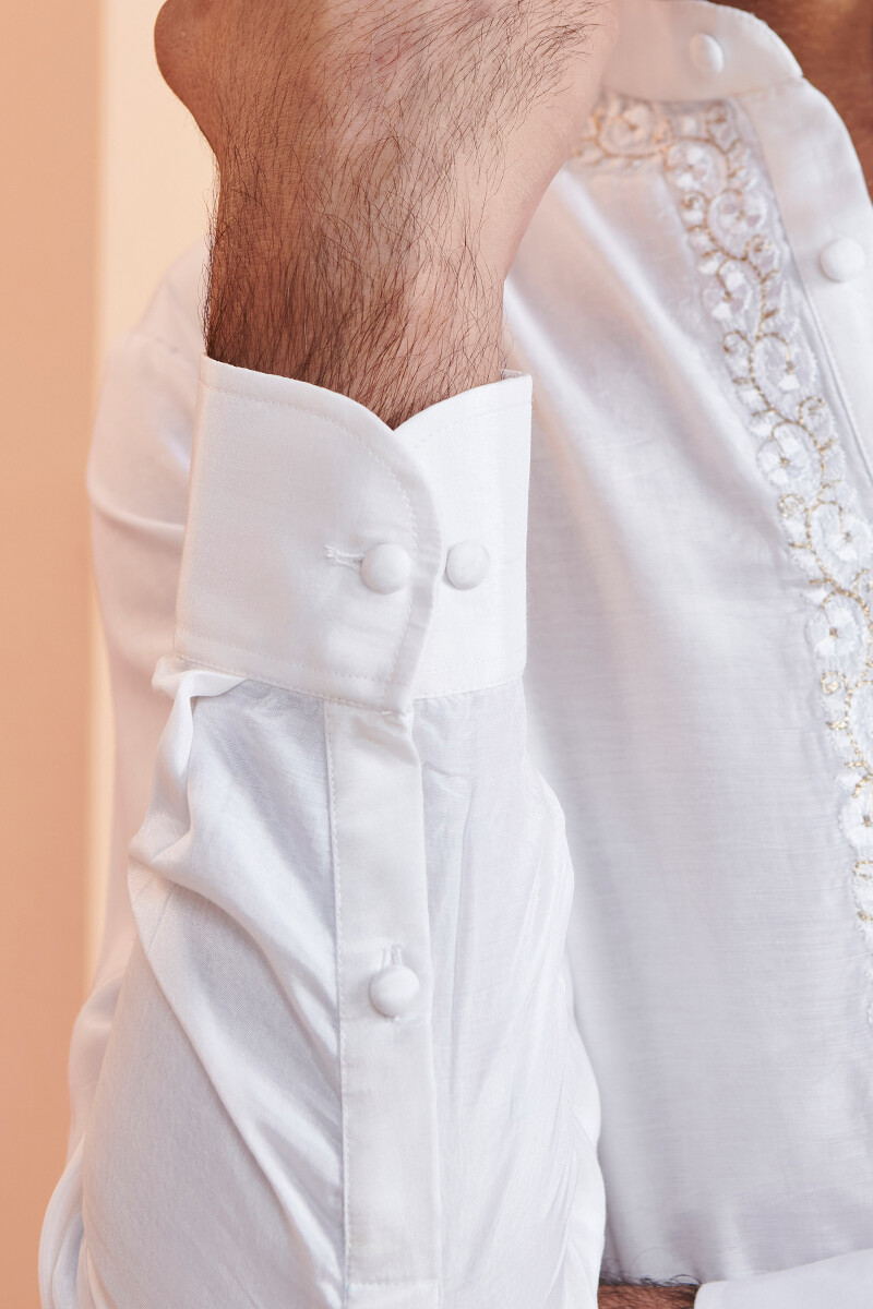 White Handcrafted Modal Kurta