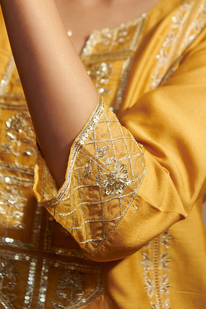 Mustard Handcrafted Chanderi Kurta