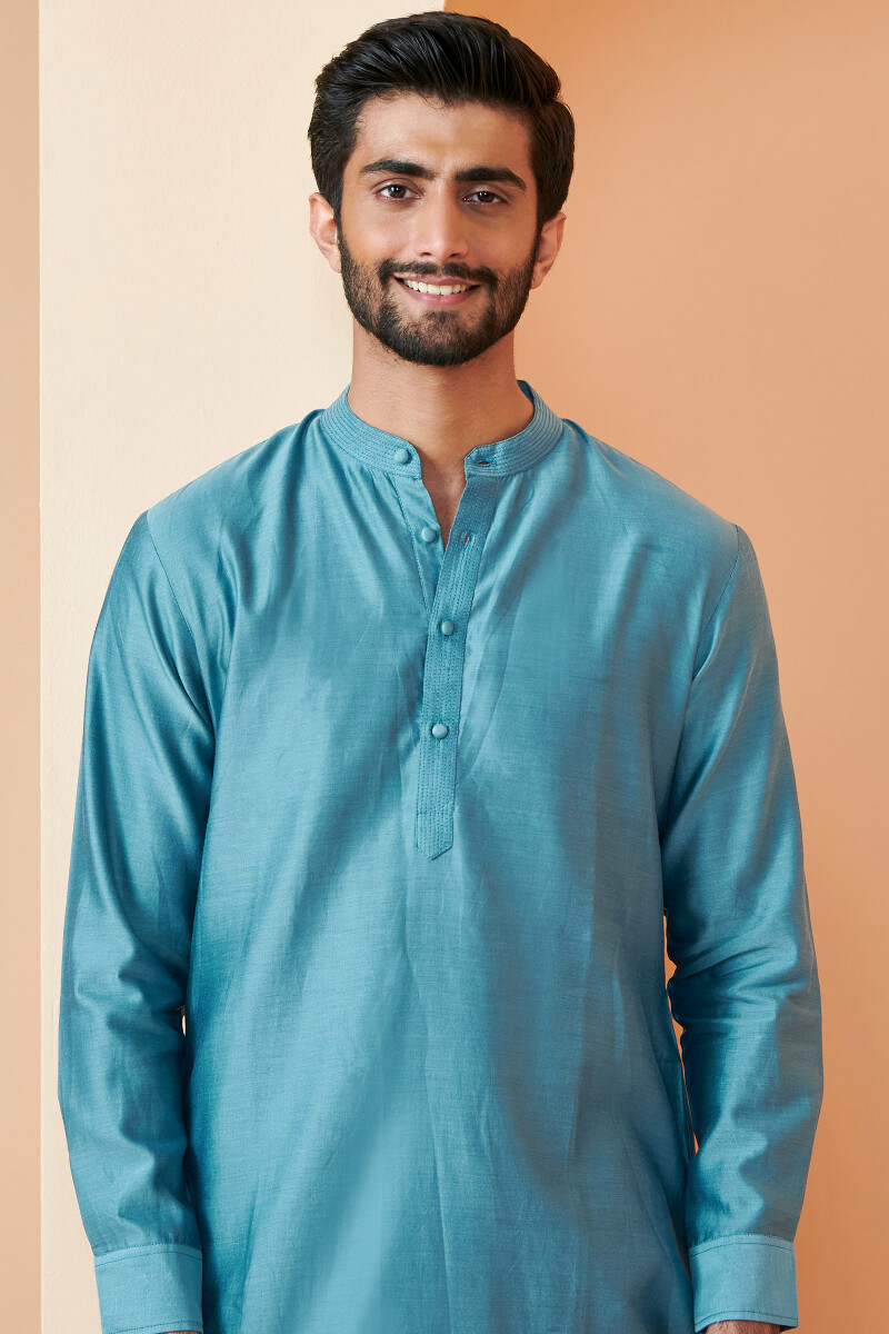 Blue Handcrafted Chanderi Kurta
