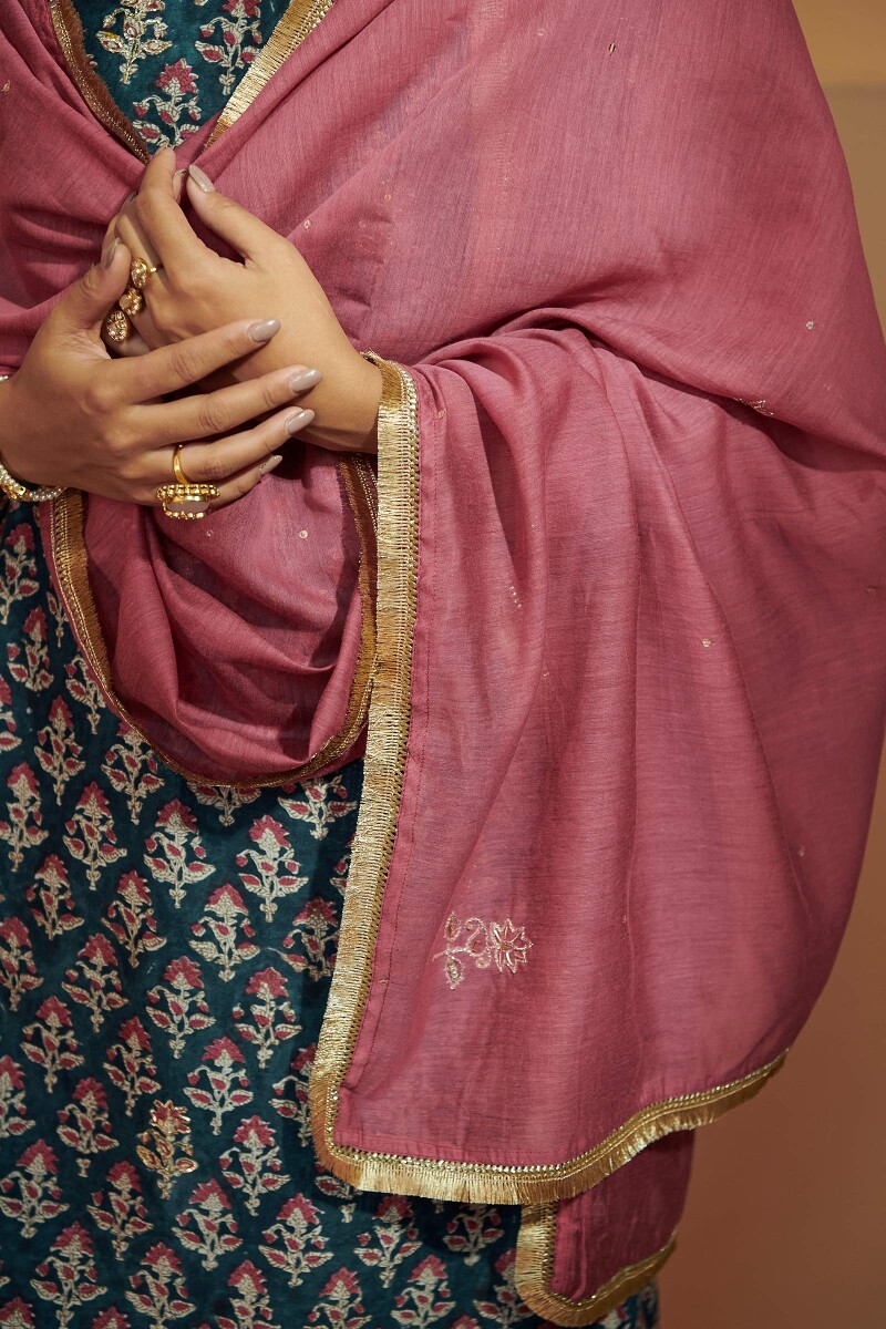 Maroon Handcrafted Cotton Silk Dupatta