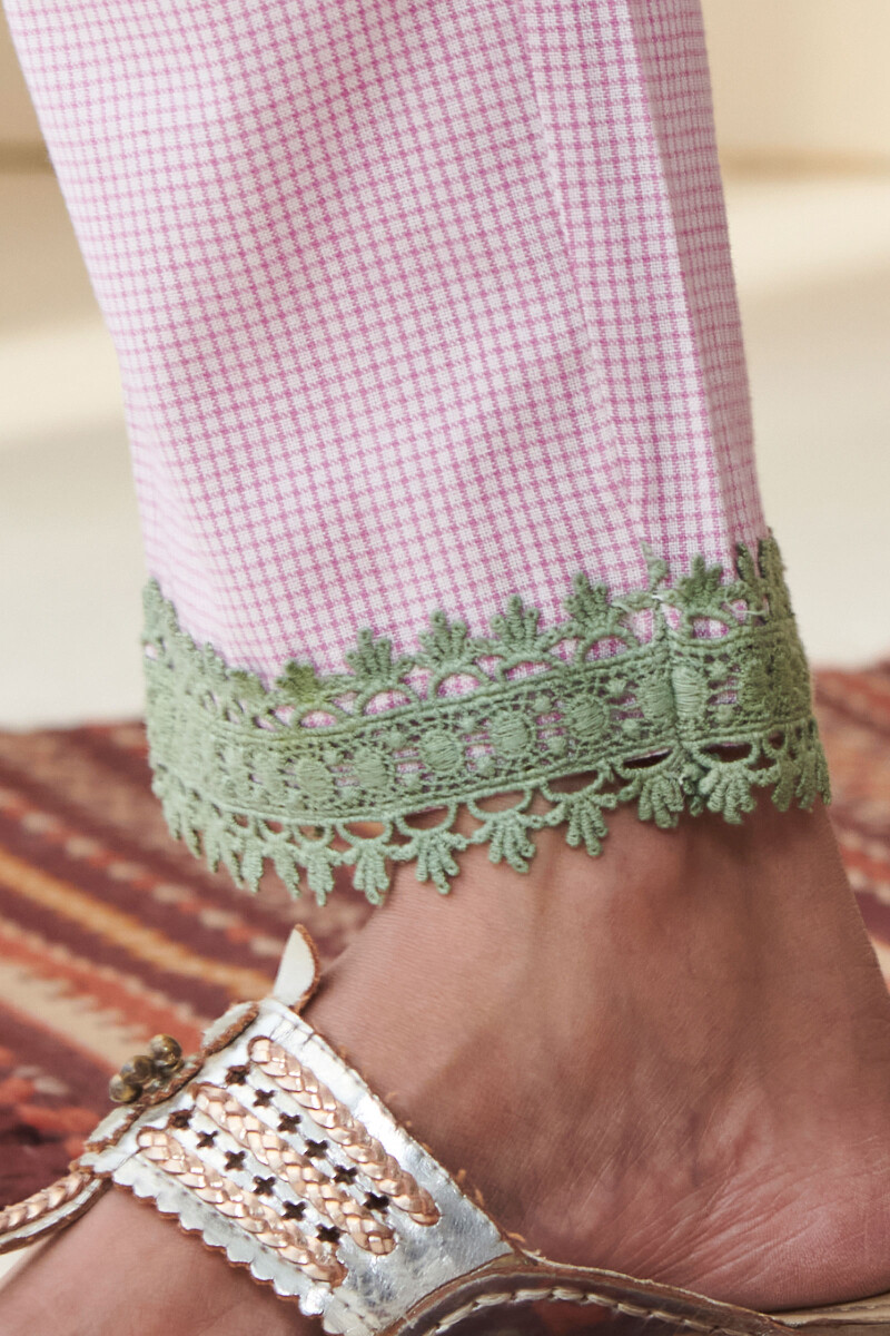 Purple Handcrafted Cotton Narrow Pants