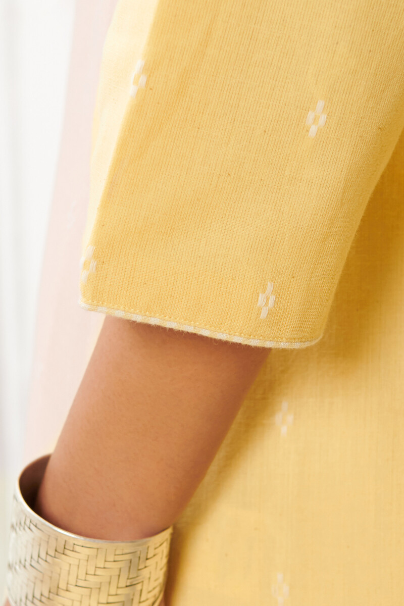 Yellow Handcrafted Straight Handloom Kurta
