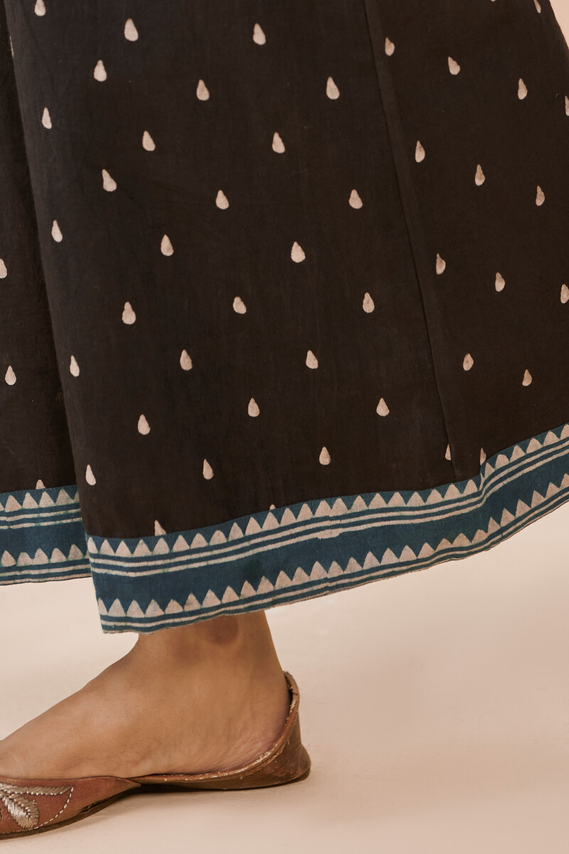 Black Hand Block Printed Cotton Palazzo