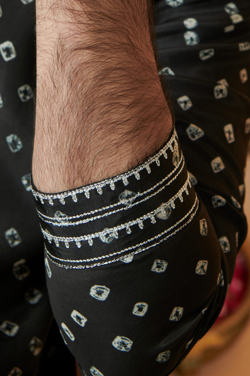 Black Printed Modal Kurta
