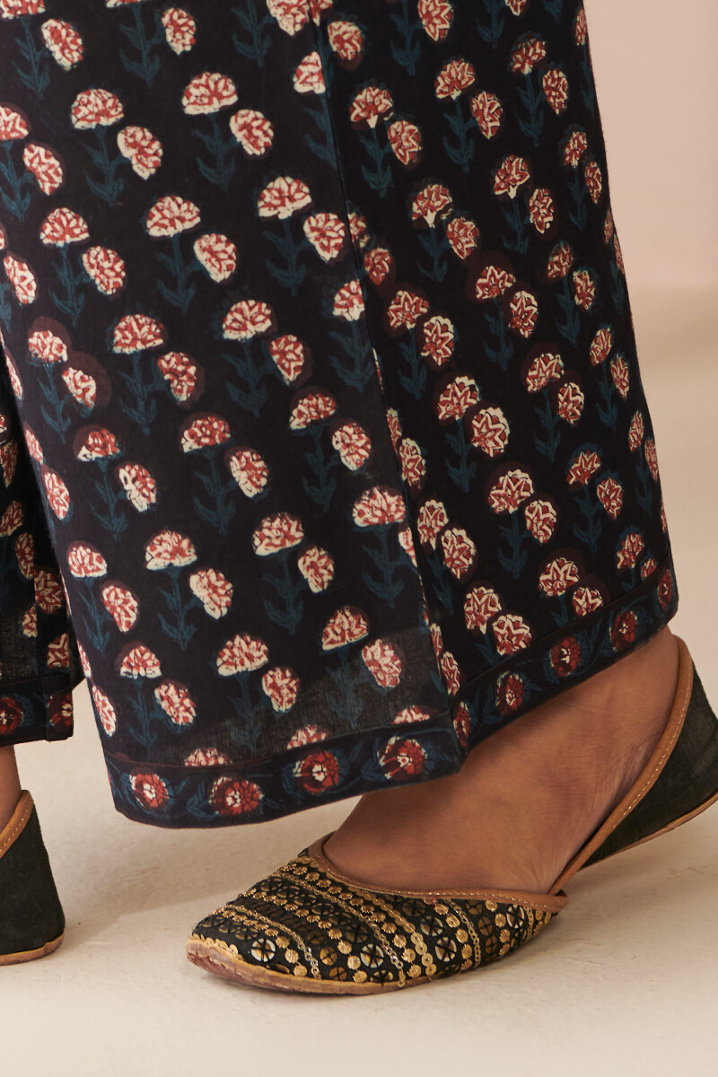 Black Hand Block Printed Cotton Farsi