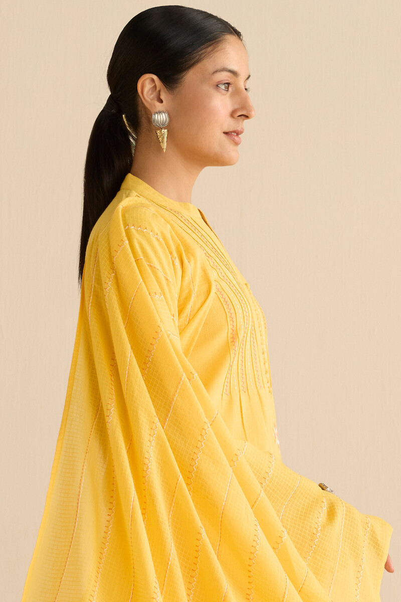 Yellow Handcrafted Kota Dupatta