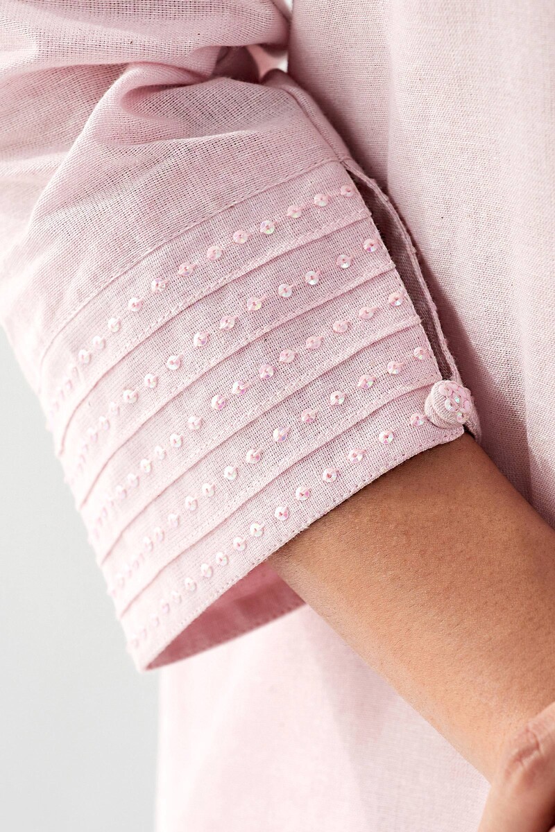 Pink Handcrafted Straight Handloom Kurta