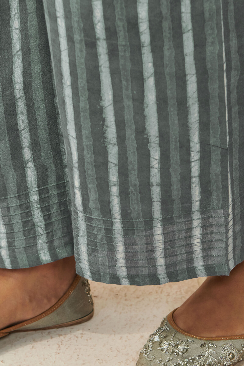 Grey Hand Block Printed Modal Farsi