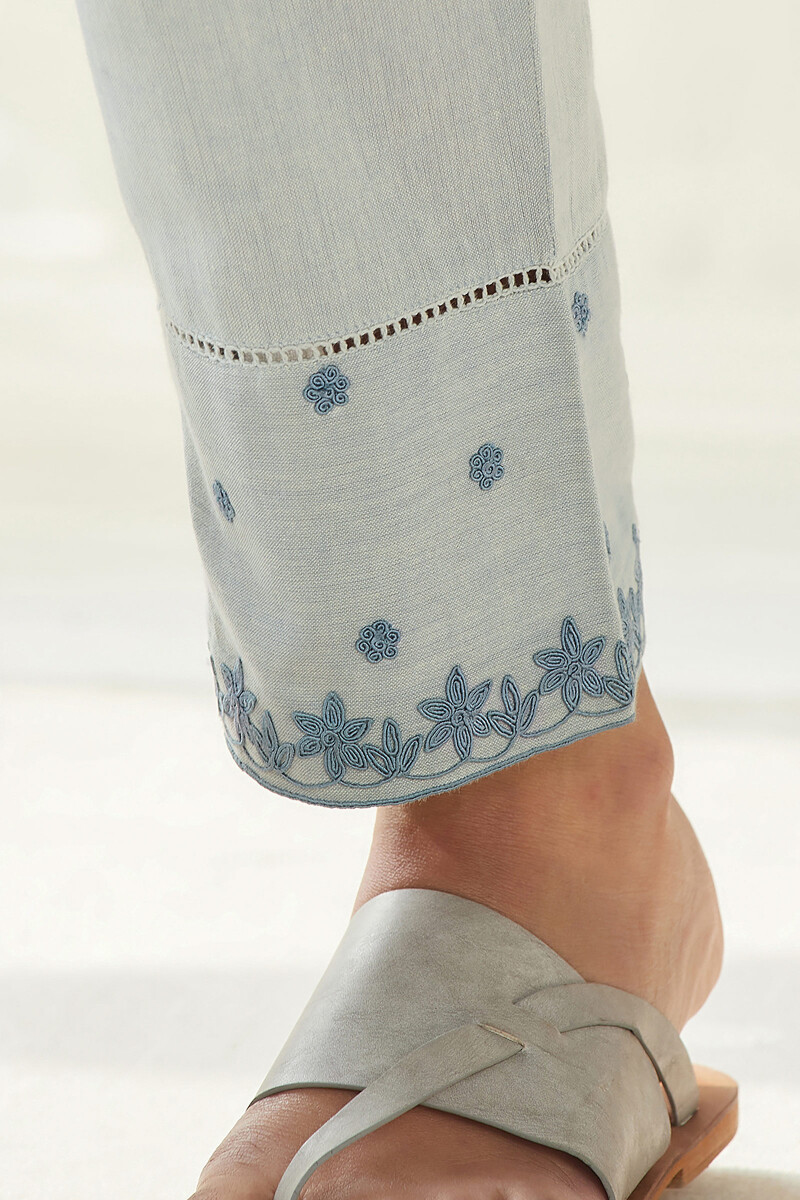 Grey Handcrafted Handloom Narrow Pants