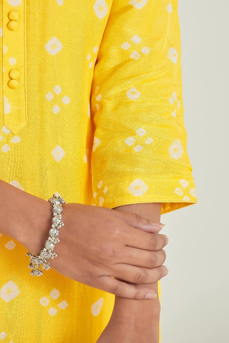 Yellow Printed Straight Modal Kurta