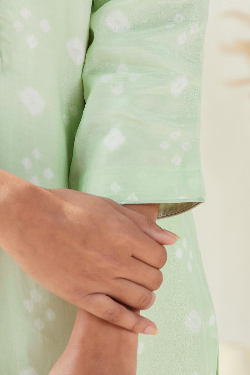 Green Printed Straight Modal Kurta