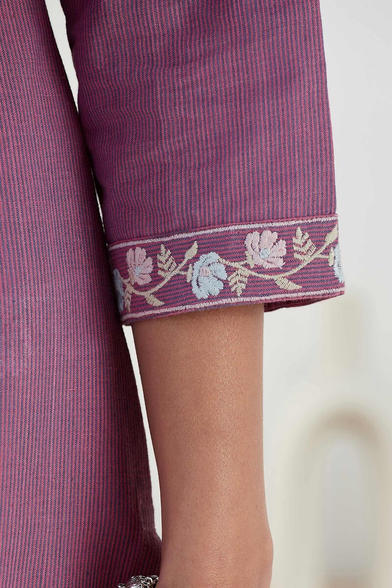 Pink Handcrafted Straight Handloom Kurta