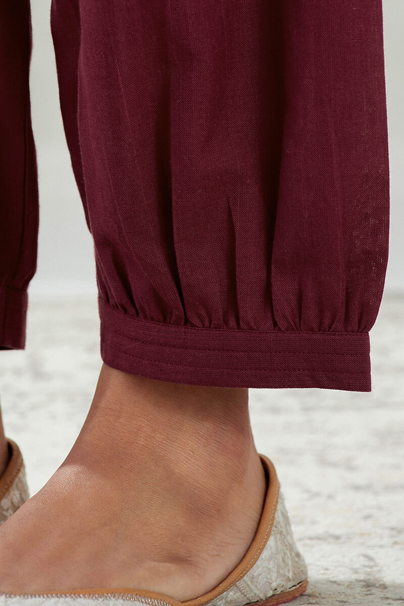 Maroon Handcrafted Handloom Izhaar Pants