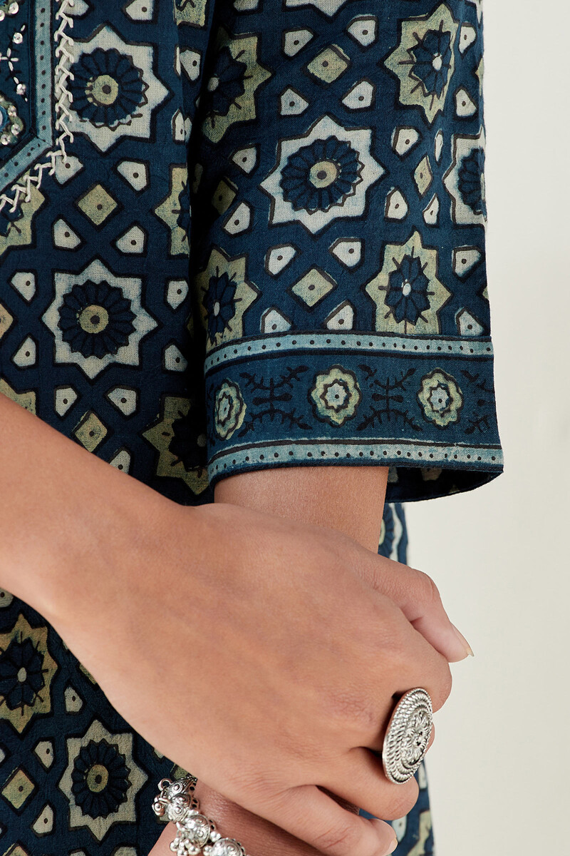 Ajrak Hand Block Printed Straight Cotton Kurta
