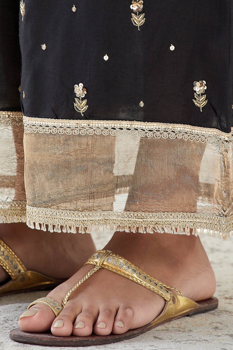 Black Handcrafted Modal Palazzos
