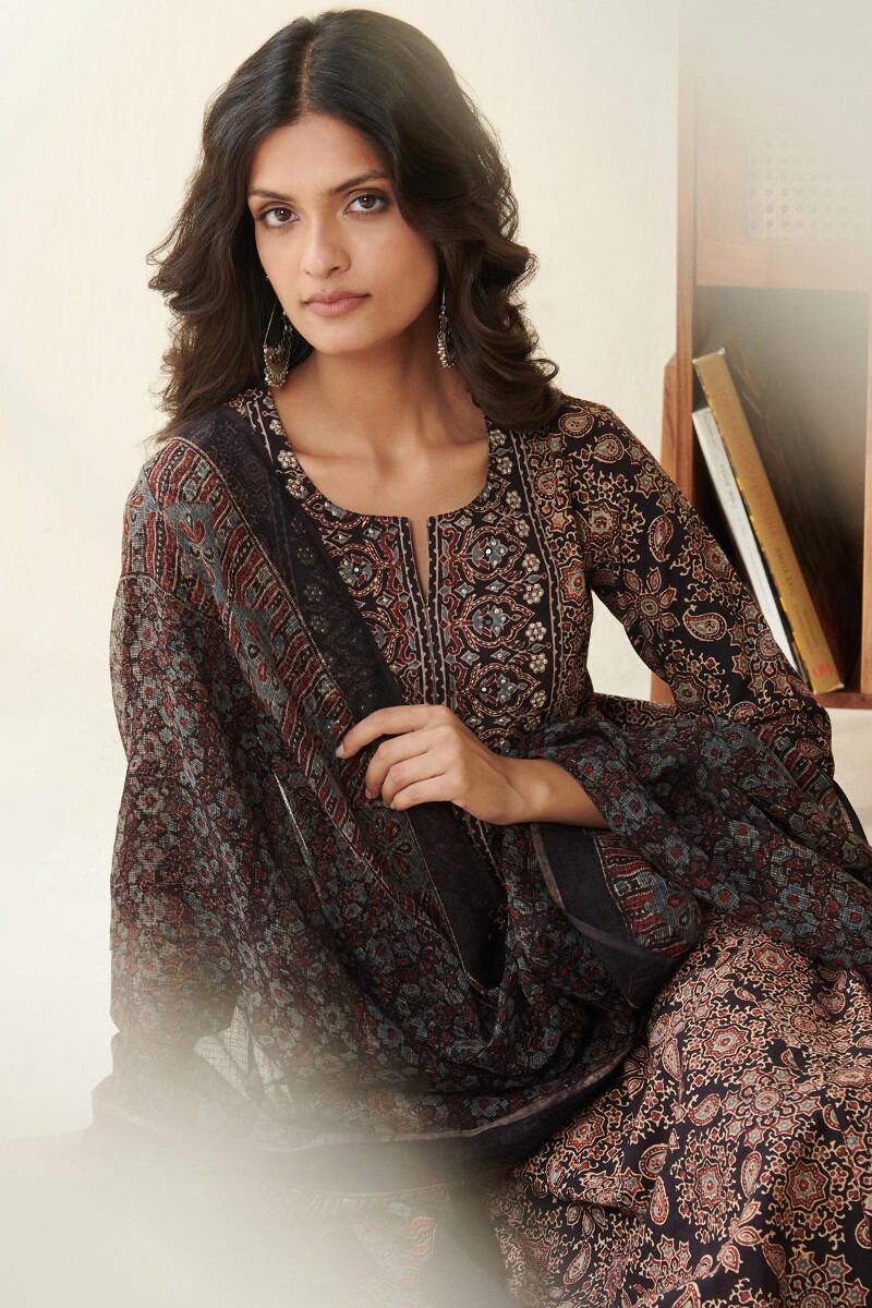 Ajrak Hand Block Printed Kota Dupatta