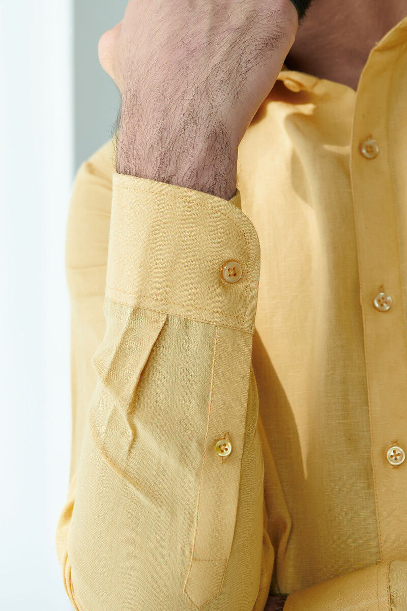 Yellow Handcrafted Cotton Linen Shirt