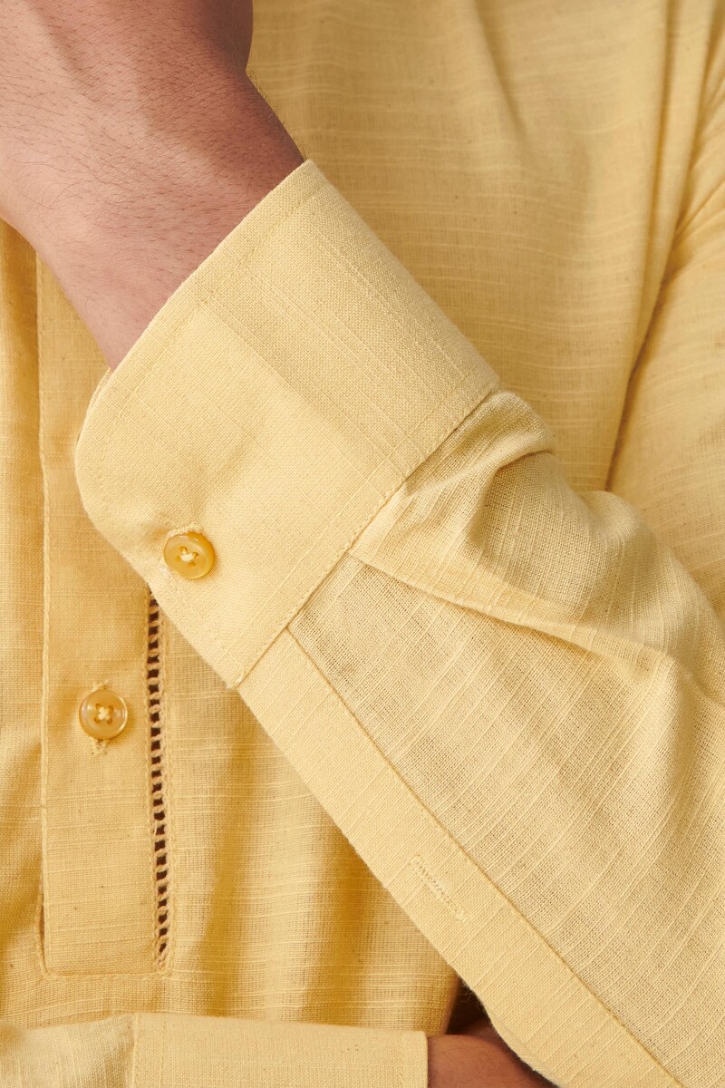 Yellow Handcrafted Cotton Kurta
