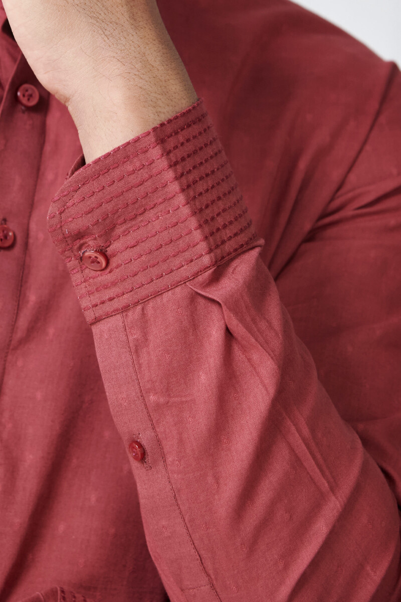 Maroon Handcrafted Cotton Kurta