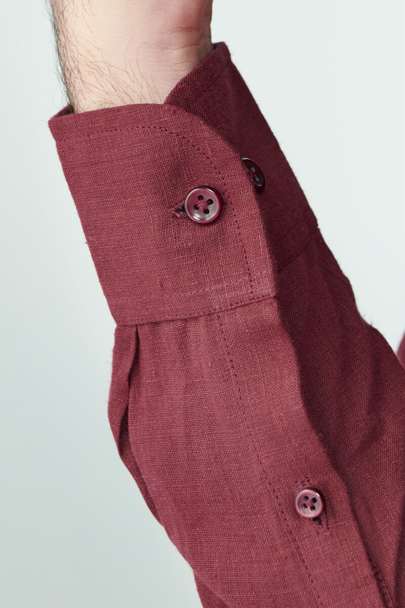 Maroon Handcrafted Linen Shirt