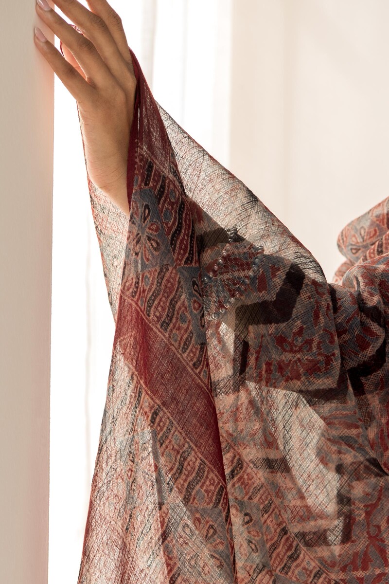 Ajrak Hand Block Printed Kota Dupatta