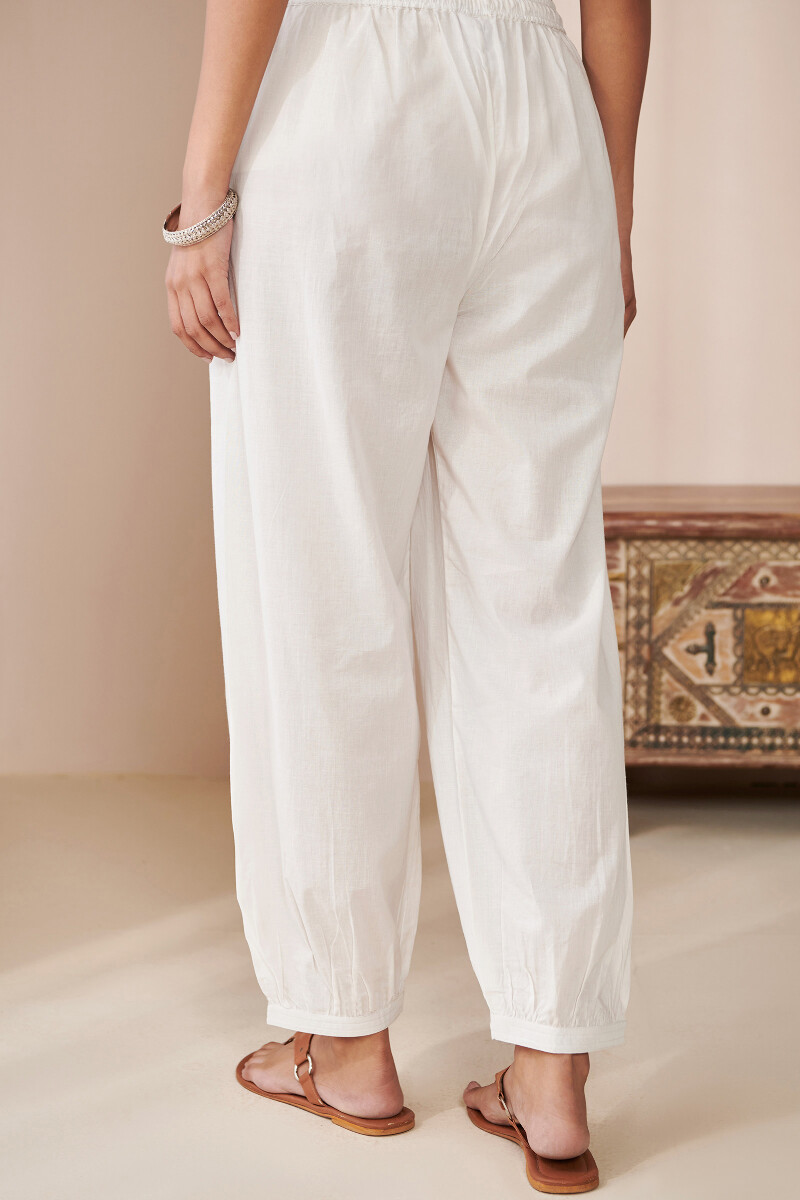 White Handcrafted Viscose Izhaar Pants