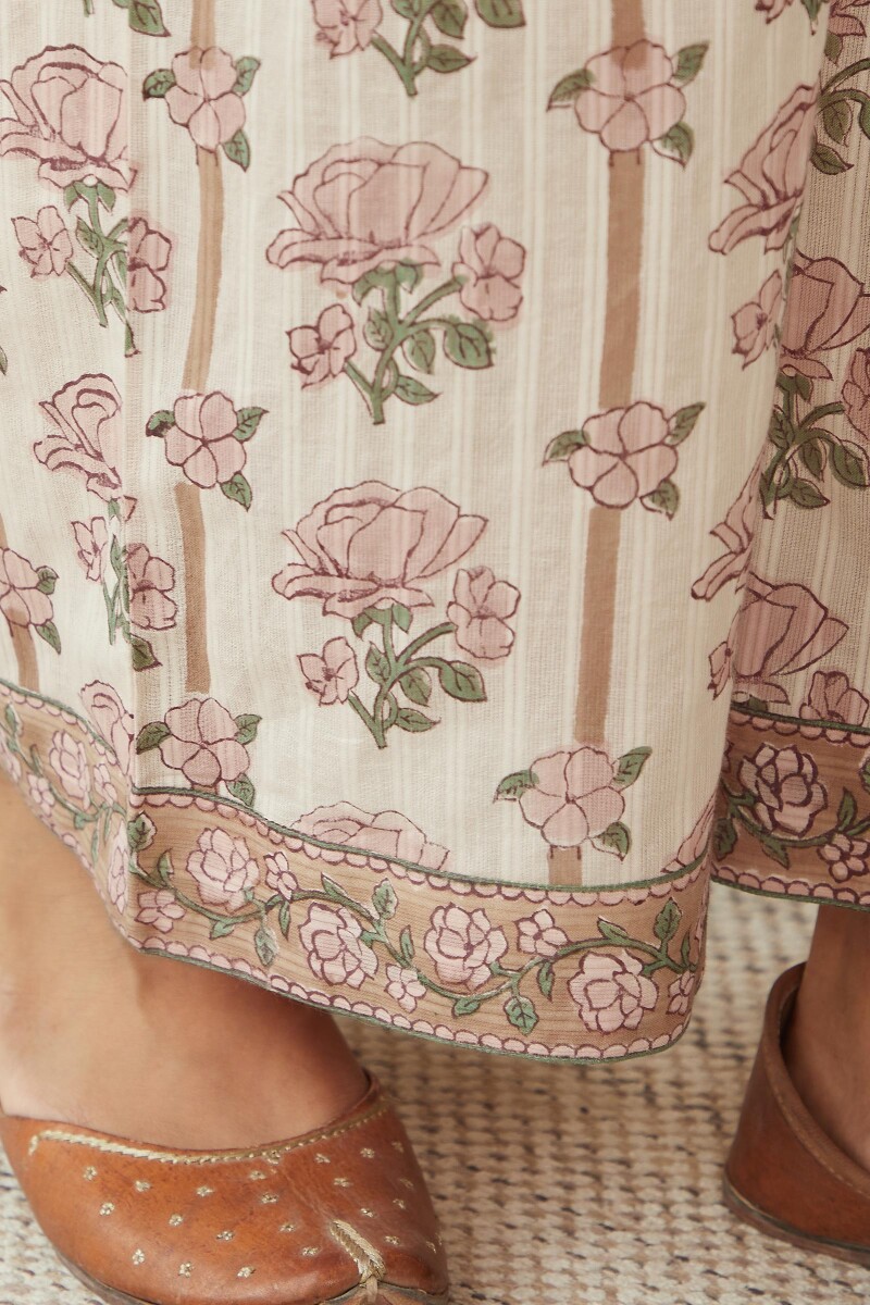 Off-White Hand Block-Printed Cotton Farsi
