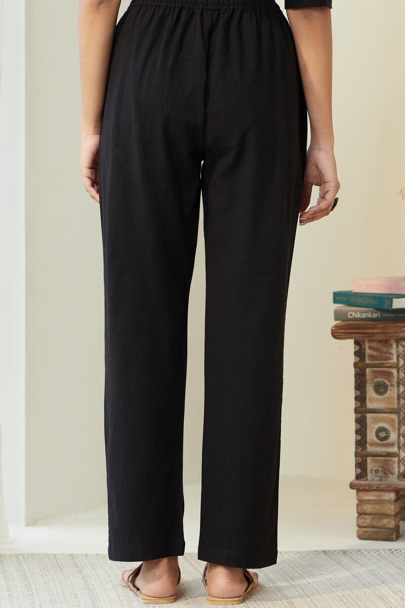 Black Handcrafted Cotton Pants