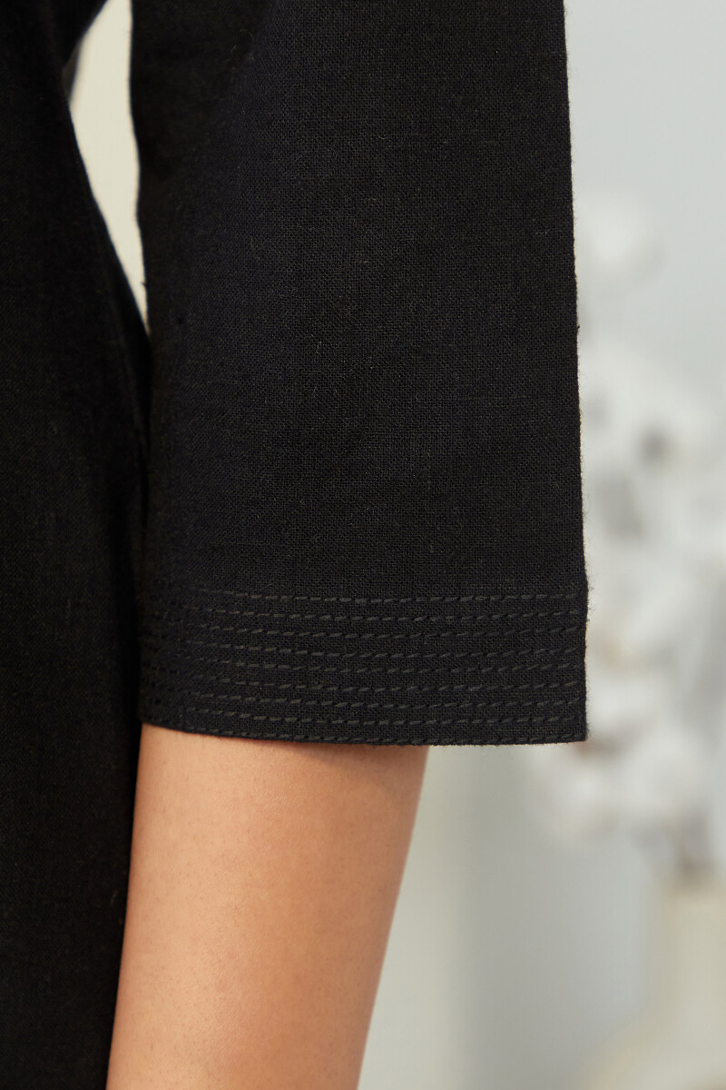 Black Handcrafted Straight Cotton Kurta