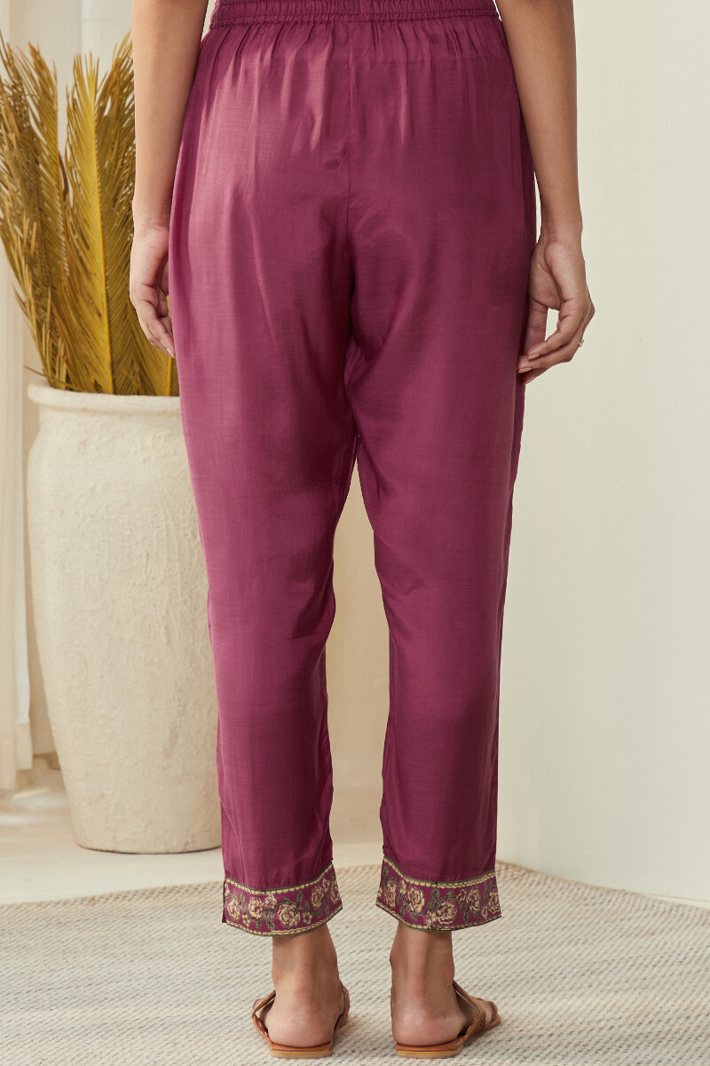 Pink Handcrafted Modal Narrow Pants