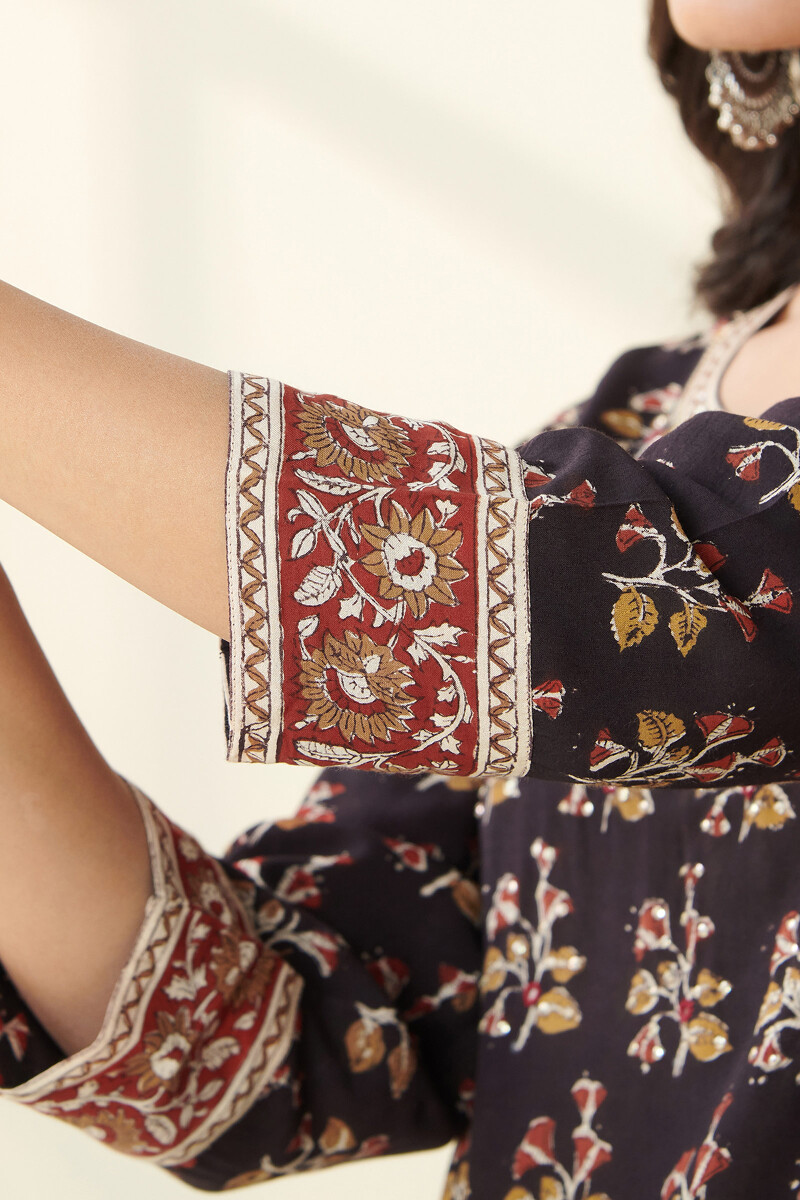 Bagru Hand Block Printed Straight Modal Viscose Kurta